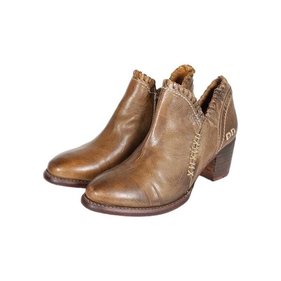 BedStu Women's Carla US6,5 Brown Leather Distressed Whipstitch Heel Ankle Boots - Picture 1 of 14
